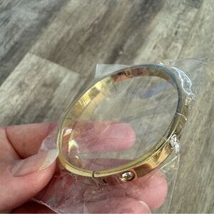 NWT! Gold Bangle Bracelet with Crystal Accents